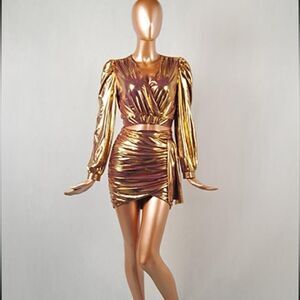 Rosevelvet  Suit Women 2 pieles top  Long Sleeve Skirt Ruched Lined NEW